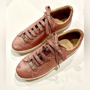 UGG MILO GLITTER PINK SPARKLE FASHION LACE-UP SNEAKERS SHOES SIZE US 9 WOMENS